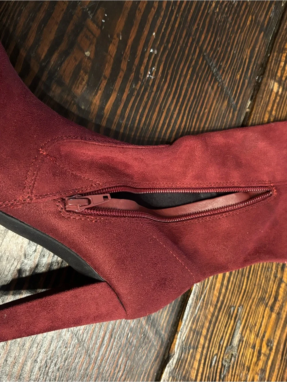Charlotte Russe Burgundy Over-the-Knee Suede High Heel Boots